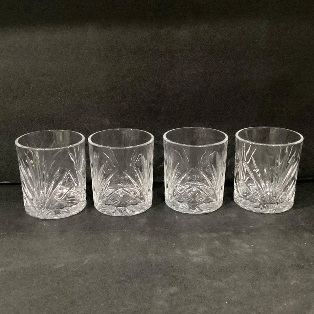 JASVIC Whiskey Glass Set of 4 Crystal Tumblers 300ml Lead-Free Drinkware – Clear